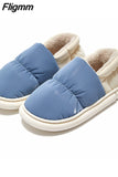 Fligmm 2023 Warm Down Slippers Women Winter Non-Slip Waterproof Plush Slippers for Unisex Soft Sole Couple Cotton Padded Shoes