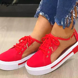 Fligmm Women Sneakers 2023 Fashion Lace Up Sneakers For Women Comfortable Platform Sneakers Soft Casual Shoes Plus Size Female Footwear