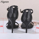 Fligmm Women Sandals New Summer shoes Women High Heels Sandal Nude Heels Sandals Women Concise PU Leather Party Dress female shoes