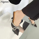 Fligmm Slippers Women Rhinestone Sandals Summer Shoes Woman Ruffles Slippers Party High Heels Pumps Wedding Zapatos De Mujer