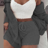 Fligmm Women Casual Sportswear Two Piece Sets Drawstring Crop Top and Shorts Summer Matching Set Athleisure 2023