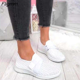 Fligmm Women Shoes Platform Women Sneakers Summer Mesh Comfy Sock Shoes Soft Rubber Sole Slip-On Hot Flat Woman Vulcanize Shoes