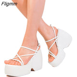 Fligmm Size 35-43 Brand New women's Wedges High Heels Sandals Fashion Buckle Platform Summer Sandals Women Party Beach Shoes Woman