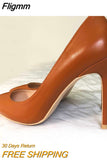 Fligmm Brown Matte Women Pointy Toe Stiletto High Heels Ladies Formal Dress Shoes OL Elegant Slip On Pumps Large Size 43 44 45