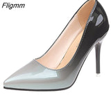 Fligmm Color Pumps Women Shoes Spring Summer New Pointed Shallow Sexy High Heels Patent Leather Stiletto Heels Work Shoes