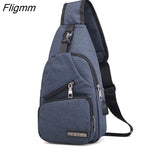 Fligmm Men's USB Chest Bag Designer Men Messenger Crossbody Package PU Leather Shoulder Bags Package Travel Chest Bag Bolso Hombre