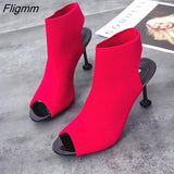 Fligmm Toe Thin Heels High Heel sandals women 2023 Summer shoes woman Europe Open Toe Knitted Elastic Mesh ladies shoes female