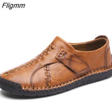 Fligmm Men Casual Shoes Handmade Moccasins Luxury Brand Rubber Sole Mens Loafers Black Sneakers Formal Shoes Size 46 Footwear