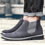 Fligmm New Spring Autumn Fashion Casual For Men Ankle Chelsea Boots Men Shoes Cow Suede Leather Slip On Motorcycle Men Boot