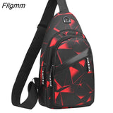 Fligmm Men's USB Chest Bag Designer Men Messenger Crossbody Package PU Leather Shoulder Bags Package Travel Chest Bag Bolso Hombre