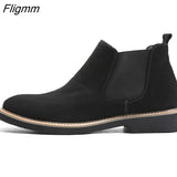 Fligmm New Spring Autumn Fashion Casual For Men Ankle Chelsea Boots Men Shoes Cow Suede Leather Slip On Motorcycle Men Boot