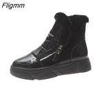 Fligmm Warm Shoes Woman White Snow Boots High Top Zipper 2023 Winter Velvet Fur Lady Casual Shoes Black Waterproof Ankle Boots