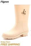 Fligmm New Summer PVC Mid-tube Chelsea Boots Non-slip Wear-resistant Plastic Bottom Rain Boots for Women's Walking Water Shoes