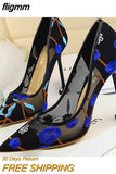 fligmm Shoes Woman Pumps Flower Embroidery Lace High Heels Sexy Party Shoes Stiletto Fashion Women Heels Mesh Women Shoes