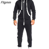 Fligmm Men Overalls Brand Long Sleeve Sweatshirt Garment Pajama Casual Tracksuit Jumpsuit Splicing Long Sleeve Male Clothes