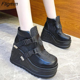 Fligmm Size 35-43 Brand Design Female High Heels Goth Flats Cosplay Platform Women's sneakers 2023 Street Punk Wedge Shoes Woman