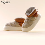 Fligmm Warm Women Snow Boots Winter New Style Men's Cotton Slippers Indoor Outdoor High Top Plush Lining Shoes Drop Shop