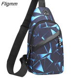 Fligmm Men's USB Chest Bag Designer Men Messenger Crossbody Package PU Leather Shoulder Bags Package Travel Chest Bag Bolso Hombre