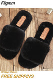 Fligmm Women Warm Fluffy Slippers Cozy Faux Fur Cross Indoor Floor Slides Flat Soft Furry Ladies Female Celebrities Flip Flops