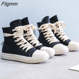 Fligmm Autumn New Style Women Casual Shoes Platform Sneakers PU Leather Shoes Woman High Top White Sewing Shoes Tenis Feminino