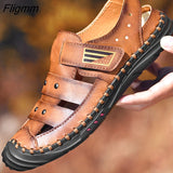 Fligmm Genuine Leather Men Sandals Summer Beach Shoes Men Breathable Wear-resistant Windproof Quick-drying Outdoor Sneakers