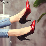 Fligmm Color Pumps Women Shoes Spring Summer New Pointed Shallow Sexy High Heels Patent Leather Stiletto Heels Work Shoes