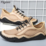 Fligmm Men Shoes Spring Soft Loafers Lazy Shoes Lightweight Leather Mesh Casual Shoes Men Sneakers Tenis Masculino Zapatillas Hombre