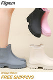 Fligmm Boots Women Garden Galoshes Waterproof Rubber Chelsea Boot Female Non-slip Rainshoes Fishing Water Shoes Botas Lluvia Mujer