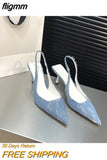 fligmm Fashion Slingback Sandals Women High Heel Pumps Shoe Elegant Kitten Heel Mule Pointed Toe Female Office Dress Zapatos Mujer