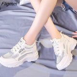 Fligmm Vulcanize Shoes Summer Shoes Women Fashion Sneakers Women Lace-Up Casual Flat Shoes Mesh Breathable Platform Sneakers