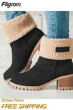 Fligmm Women Winter Fur Warm Snow Boots Ladies Warm wool booties Ankle Boot Comfortable Shoes plus size 35-43 Casual Women Mid Boots