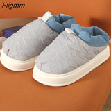 Fligmm Warm Women Snow Boots Winter New Style Men's Cotton Slippers Indoor Outdoor High Top Plush Lining Shoes Drop Shop