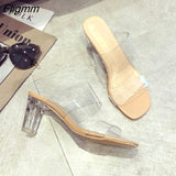 Fligmm PU Beige High Heels Women New Summer Shoes Women Fashion Concise Hollow Slip-On Open Toe Casual Female Shoes