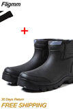 Fligmm Boots Waterproof Spring Winter Shoes Men Rain Boy's Water Rubber Black Ankle Boots Slip-on Botas 4p