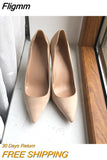 Fligmm Nude Beige Synthetic Suede Women V Cut Pointy Toe High Heel Shoes Sexy Ladies Flock Slip On Stiletto Pumps Customize