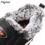 Fligmm Men Boots Winter Plush Ankle Boots for Men Outdoor Moccasin Keep Warm Sneakers Comfortable Lightweight Casual Shoes for Men