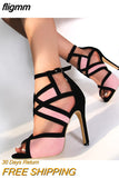 fligmm Peep Toe Cutout Colorblock High Heels Sandals For Women Buckle Sexy Wedding Dress Luxury Fahsion Shoes Summer