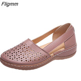 Fligmm Wedges Women Shoes Orthopedic Sandals Office Shoes Woman Slip-On Gladiator Casual Ladies Shoes Gingham Hollow Breathable 423-2