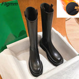 Fligmm Women Chunky Platform Boots Women Autumn Winter Thick Bottom Long Boots Woman High Quality PU Leather Knee High Botas