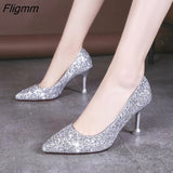 Fligmm Women shoes Pumps Sexy High Heels Gold kitten heels Sliver Thin Heels Wedding Shoes Ladies Shoes Bling Women Shoes stiletto