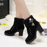 Fligmm High Heel Winter Shoes Women Winter Boots Fashion Women's High Heel Boots Plush Warm Fur Shoes Ladies Brand Ankle Boots