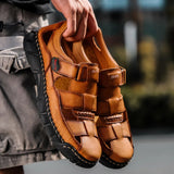 Fligmm Mens Sandals Summer Genuine Leather Sandals Men Outdoor Casual Lightweight Sandal Fashion Men Slipper2023