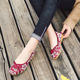 Fligmm 2023 Spring New Print Flats Women Comfortable Slip-on Soft Bottom Loafers Shoes Woman Chinese Style Non-slip Casual Shoes