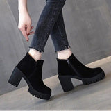 Fligmm Mujer Fashion Women Boots Square Heel Platforms Zapatos Mujer Thigh High Pump Boots Motorcycle Shoes