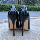 Fligmm Women Patent Pointed Toe Pumps Solid Black Comfortable Pointy Stilettos Ladies Slp On High Heels Formal Dress Shoes