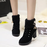 Fligmm High Heel Winter Shoes Women Winter Boots Fashion Women's High Heel Boots Plush Warm Fur Shoes Ladies Brand Ankle Boots