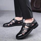 Fligmm Shoes Men Sandals Leather Real Male Sandals Shoes Office Mens Summer Sandals Fashion Comfortable Sandaliqp09