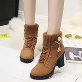 Fligmm High Heel Winter Shoes Women Winter Boots Fashion Women's High Heel Boots Plush Warm Fur Shoes Ladies Brand Ankle Boots