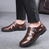 Fligmm Shoes Men Sandals Leather Real Male Sandals Shoes Office Mens Summer Sandals Fashion Comfortable Sandaliqp09