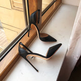 Fligmm Black Matte Women Ankle Strap Pointy Toe High Heel Shoes Summer Elegant Ladies D'Orsay Stiletto Pumps Color Customize